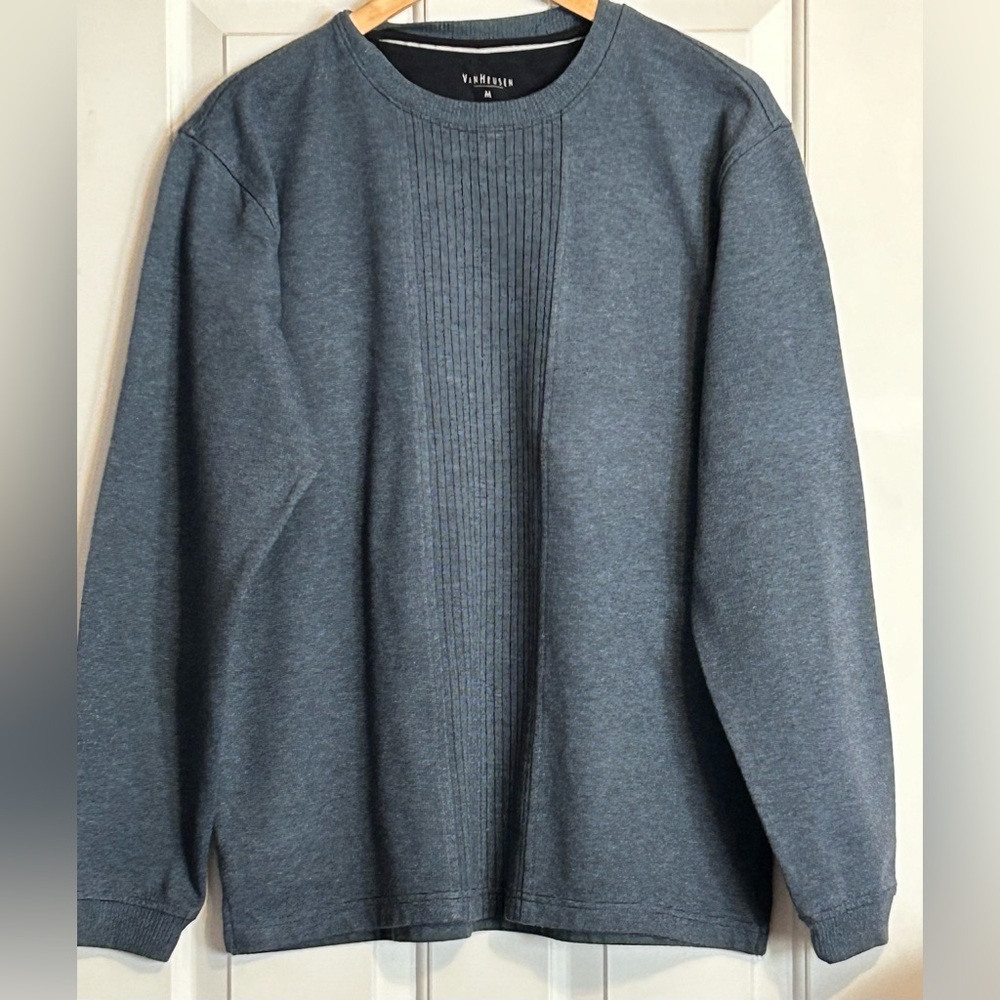 Van Heusen Long Sleeve Crew Neck Sweatshirt Heather Blue Size Medium